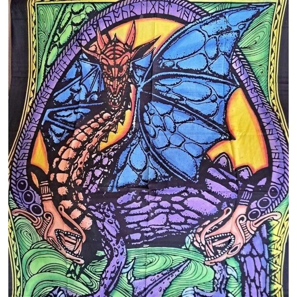 New Purple Blue Dragon Wings Tapestry Room Decor Wall Hanging GIFT Large Poster - Picture 3 of 5